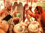 Nick Jonas and Priyanka Chopra during their varmala ceremony on December 1, 2018.