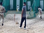 The image shows the policeman whose video was posted by Mumbai Indians. The image shows the policeman whose video was posted by Mumbai Indians.