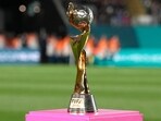 The Women's World Cup trophy in display. The Women's World Cup trophy in display.