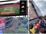 Thousands of fans wait to enter the Emirates Stadium before the Premier League tie between Arsenal and Nottingham Forest 