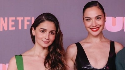 Alia Bhatt with her Heart of Stone co-star Gal Gadot at a Netflix event in Brazil earlier this year. Alia Bhatt with her Heart of Stone co-star Gal Gadot at a Netflix event in Brazil earlier this year.