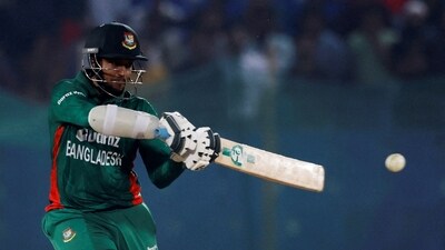Bangladesh's Shakib Al Hasan in action (REUTERS)