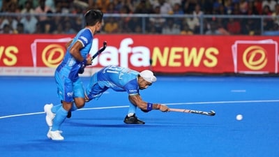 After a tactical start to the first quarter, Jugraj Singh opened the scoring in the ninth-minute. Meanwhile, Kamal Abu Azrai equalised for Malaysia to make it 1-1 in he 14th-minute. (AP) After a tactical start to the first quarter, Jugraj Singh opened the scoring in the ninth-minute. Meanwhile, Kamal Abu Azrai equalised for Malaysia to make it 1-1 in he 14th-minute. (AP)