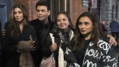 Shweta Bachchan, Karan Johar, Shabana Azmi and Rani Mukerji pose for a photo. Shweta Bachchan, Karan Johar, Shabana Azmi and Rani Mukerji pose for a photo.