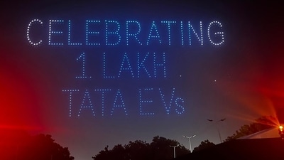 Tata Motors showcased a drone show to celebrate reaching the 1 lakh EV milestone in the country Tata Motors showcased a drone show to celebrate reaching the 1 lakh EV milestone in the country