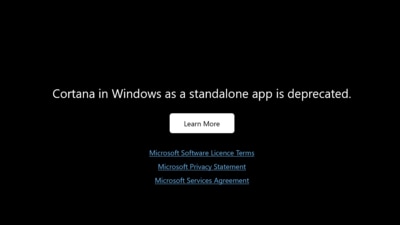 If you launch Cortana on Windows 11 you’ll now be met with a notice about the app being deprecated. (Microsoft)