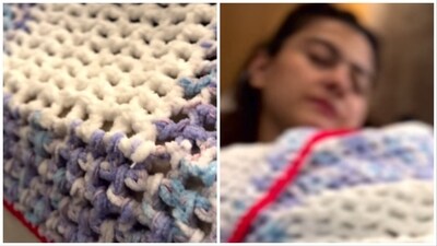 Kajol has shared a video to show her crochet work. Kajol has shared a video to show her crochet work.