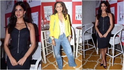 Suhana and Gauri Khan spotted in Mumbai last night attending a book launch event in classy and chic outfits. (HT photo/Varinder Chawla) Suhana and Gauri Khan spotted in Mumbai last night attending a book launch event in classy and chic outfits. (HT photo/Varinder Chawla)