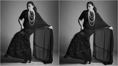 In another look, Rani looked stunning in a black saree. Her stylist Namran Soni uploaded a series of pictures of Rani on Instagram with the caption, "Here's a look - that trumped it all! She's back, and in black, reassuring that no one does it quite like her". (Instagram/@amratasoni) In another look, Rani looked stunning in a black saree. Her stylist Namran Soni uploaded a series of pictures of Rani on Instagram with the caption, "Here's a look - that trumped it all! She's back, and in black, reassuring that no one does it quite like her". (Instagram/@amratasoni)