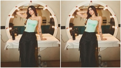 On Saturday, Khushi gave her fans a weekend treat as she took to Instagram to upload a series of pictures accompanied by the caption, Bts, followed by a green heart. (Instagram/@mohitrai)