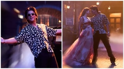 Shah Rukh Khan and Nayanthara in a still from Jawan song Chaleya. Shah Rukh Khan and Nayanthara in a still from Jawan song Chaleya.
