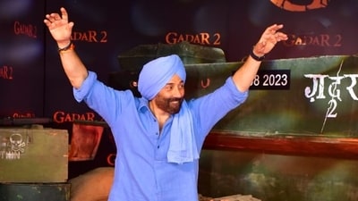 Sunny Deol at Gadar 2 premiere on Friday. (Varinder Chawla) Sunny Deol at Gadar 2 premiere on Friday. (Varinder Chawla)