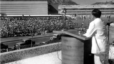 Vikram Sarabhai, the newly appointed Chairman of the Atomic Energy Commission, addressing employees of the Atomic Energy Establishment in 1966. (TIFR ARCHIVES) Vikram Sarabhai, the newly appointed Chairman of the Atomic Energy Commission, addressing employees of the Atomic Energy Establishment in 1966. (TIFR ARCHIVES)