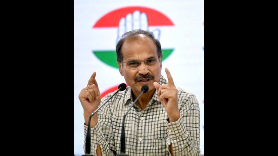 Congress leader Adhir Ranjan Chowdhury addresses a press conference at AICC headquarters. (Ayush Sharma)