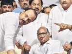 Sharad Pawar senior, nephew Ajit, and Jayant Patil didn't disclose what had transpired at Chordia’s residence. (File Photo by Bhushan Koyande/HT Photo)
