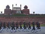 Army personnel during full dress rehearsal for the celebrations of 77th Independence Day, at Red For, in New Delhi, India, on Sunday. (Photo by Sanjeev Verma/ Hindustan Times) Army personnel during full dress rehearsal for the celebrations of 77th Independence Day, at Red For, in New Delhi, India, on Sunday. (Photo by Sanjeev Verma/ Hindustan Times)