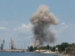 Russia-Ukraine War: A view of an explosion in Berdyansk.