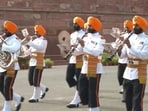 Full dress rehearsal at Red Fort in Delhi on Sunday ahead of 77th Independence Day celebrations. Full dress rehearsal at Red Fort in Delhi on Sunday ahead of 77th Independence Day celebrations.