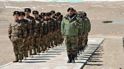 File photo of the Army Officials on the third anniversary of the Galwan Valley Clash, in Leh on Thursday. (ANI Photo) File photo of the Army Officials on the third anniversary of the Galwan Valley Clash, in Leh on Thursday. (ANI Photo)