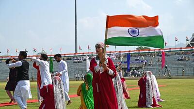 Aritists perform during full dress rehearsal ahead of independence day at Bakshi Stadium,in Srinagar,on 13 August 2023. (HT photo) Aritists perform during full dress rehearsal ahead of independence day at Bakshi Stadium,in Srinagar,on 13 August 2023. (HT photo)