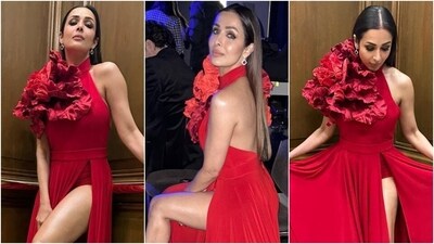 Malaika Arora sets Melbourne on fire in a red thigh-slit gown and sultry smoky eyes. (Instagram) Malaika Arora sets Melbourne on fire in a red thigh-slit gown and sultry smoky eyes. (Instagram)
