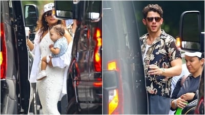 Priyanka Chopra with Malti Marie and Nick Jonas clicked before leaving for the Jonas Brothers concert. (Instagram) Priyanka Chopra with Malti Marie and Nick Jonas clicked before leaving for the Jonas Brothers concert. (Instagram)