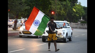 The Tirangas will be provided in rural areas by chief development officers (CDOs) to block development officers (BDOs) who will in turn pass them on to panchayat secretaries. From gram panchayats, these Tricolours will find their way to each primary school, anganbadi centre, primary health centre and lekhpal. (Pic for representation) The Tirangas will be provided in rural areas by chief development officers (CDOs) to block development officers (BDOs) who will in turn pass them on to panchayat secretaries. From gram panchayats, these Tricolours will find their way to each primary school, anganbadi centre, primary health centre and lekhpal. (Pic for representation)