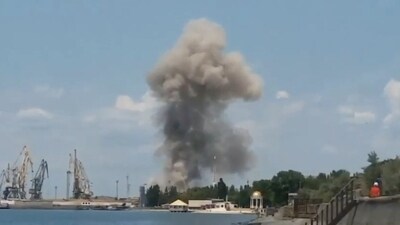 Russia-Ukraine War: A view of an explosion in Berdyansk. (Reuters)