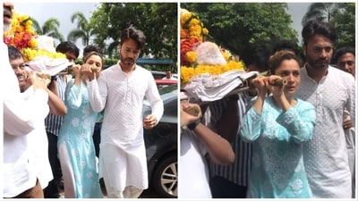 Ankita Lokhande during her father's funeral.
