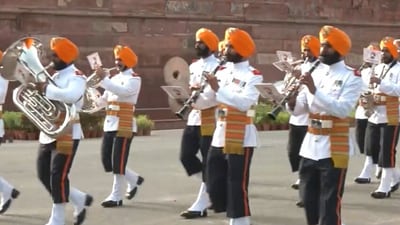 Full dress rehearsal at Red Fort in Delhi on Sunday ahead of 77th Independence Day celebrations. (ANI) Full dress rehearsal at Red Fort in Delhi on Sunday ahead of 77th Independence Day celebrations. (ANI)