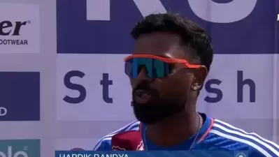 Hardik Pandya during a post-match interview during the West Indies T20I series (Twitter) Hardik Pandya during a post-match interview during the West Indies T20I series (Twitter)
