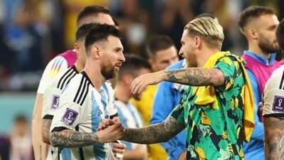 Lionel Messi during the 2022 FIFA World Cup. Lionel Messi during the 2022 FIFA World Cup.