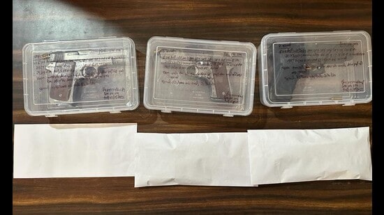 Besides three pistols, the police teams have also recovered ₹37,500 from their possession. (HT photo)