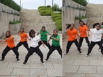 Snapshot of the group dancing to the song Suno Gaur Se Duniya Walo. Snapshot of the group dancing to the song Suno Gaur Se Duniya Walo.