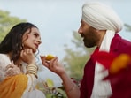 Ameesha Patel and Sunny Deol in a still from Gadar 2. 