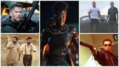 Clockwise from upper left: Extraction 2 (Netflix), The Woman King (Sony), Fast Five (Universal), Terminator 2: Judgment Day (TriStar Pictures), RRR (Sarigama Cinemas) Clockwise from upper left: Extraction 2 (Netflix), The Woman King (Sony), Fast Five (Universal), Terminator 2: Judgment Day (TriStar Pictures), RRR (Sarigama Cinemas)