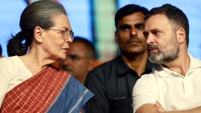 UPA chairperson Sonia Gandhi with party leader Rahul Gandhi. (ANI file)