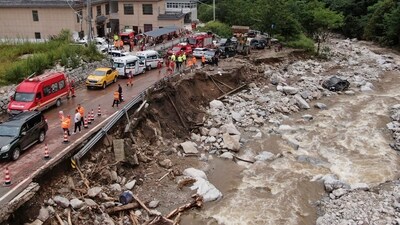 China Mudslide: The aftermath of a mudslide in Weiziping village of Luanzhen township on the outskirts of Chang'an district. (AP)