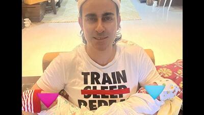 Gautam Rode with his twins