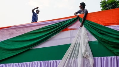 Laborers decorates a stage with colors of the Indian flag at a venue of Independence Day celebrations. (AP/ Representative image) Laborers decorates a stage with colors of the Indian flag at a venue of Independence Day celebrations. (AP/ Representative image)