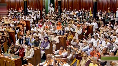 NDA members oppose the Motion of No-Confidence in the Lok Sabha during the Monsoon session of Parliament. (PTI) NDA members oppose the Motion of No-Confidence in the Lok Sabha during the Monsoon session of Parliament. (PTI)