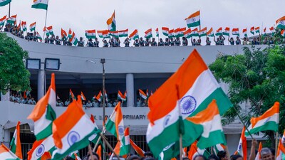Independence Day: People participate in Tiranga Yatra ahead of 77th Independence Day celebrations. (PTI)