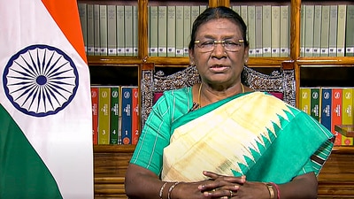 President Droupadi Murmu addresses the nation on the eve of the 77th Independence Day, on Monday. (PTI) President Droupadi Murmu addresses the nation on the eve of the 77th Independence Day, on Monday. (PTI)