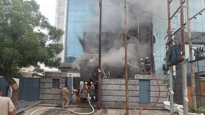 Six fire tenders rushed to the scene and contained the fire in 40 minutes. (HT Photo) Six fire tenders rushed to the scene and contained the fire in 40 minutes. (HT Photo)