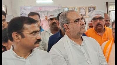 U.P. BJP chief Bhupendra Chaudhary during his visit to an exhibition held to mark Partition Horrors Remembrance Day in Varanasi on August 14. (HT photo) U.P. BJP chief Bhupendra Chaudhary during his visit to an exhibition held to mark Partition Horrors Remembrance Day in Varanasi on August 14. (HT photo)