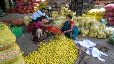 Vegetable prices contracted by 21.98% while pulses and milk witnessed inflation rates of 9.21% and 8.59%. (PTI File) Vegetable prices contracted by 21.98% while pulses and milk witnessed inflation rates of 9.21% and 8.59%. (PTI File)