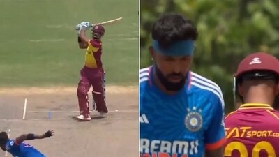 Nicholas Pooran had the perfect reply to Hardik Pandya's challenge. (Screengrab) Nicholas Pooran had the perfect reply to Hardik Pandya's challenge. (Screengrab)