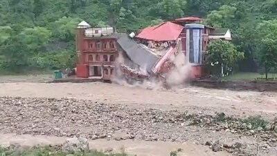 Dehradun Defence College building in Uttarakhand's Maldevta on Monday collapsed. (PTI) Dehradun Defence College building in Uttarakhand's Maldevta on Monday collapsed. (PTI)