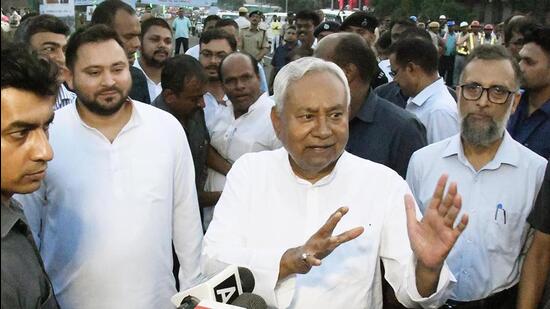 Bihar CM Nitish Kumar in Patna on Monday. (Santosh Kumar/HT)