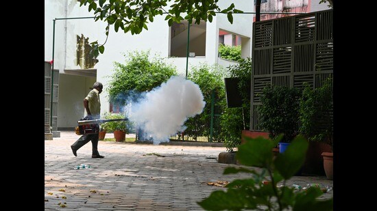 PMC workers will carry out fumigation drive across the city to mitigate dengue effect. (HT )